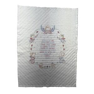 Embroidered Baby Quilt Crib Blanket Angels Now I Lay Me Down to Sleep Prayer